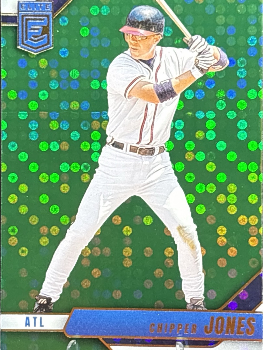 Panini Elite Chipper Jones Green Holo Baseball Trading Card